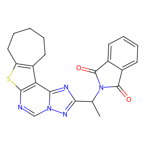 2-[1-(9,10,11,12-tetrahydro-8H-cyclohepta[4,5]thieno[3,2-e][1,2,4]triazolo[1,5-c]pyrimidin-2-yl)ethyl]-1H-isoindole-1,3(2H)-dione structure