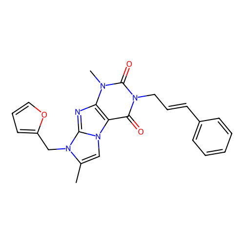 3-cinnamyl-8-(furan-2-ylmethyl)-1,7-dimethyl-1H-imidazo[2,1-f]purine-2,4(3H,8H)-dione structure