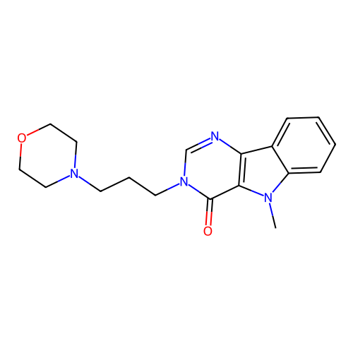 5-methyl-3-[3-(morpholin-4-yl)propyl]-3,5-dihydro-4H-pyrimido[5,4-b]indol-4-one structure
