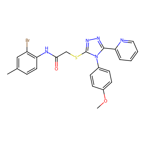 N-(2-bromo-4-methylphenyl)-2-{[4-(4-methoxyphenyl)-5-(pyridin-2-yl)-4H-1,2,4-triazol-3-yl]sulfanyl}acetamide structure