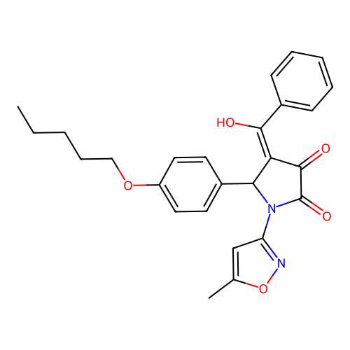 (4E)-4-[hydroxy(phenyl)methylidene]-1-(5-methyl-1,2-oxazol-3-yl)-5-(4-pentoxyphenyl)pyrrolidine-2,3-dione structure