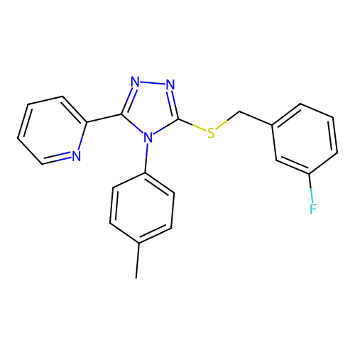 3-[(3-Fluorophenyl)methylthio]-4-(4-methylphenyl)-5-(2-pyridyl)-1,2,4-triazole structure