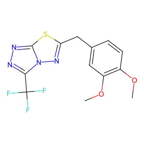 6-(3,4-dimethoxybenzyl)-3-(trifluoromethyl)[1,2,4]triazolo[3,4-b][1,3,4]thiadiazole structure