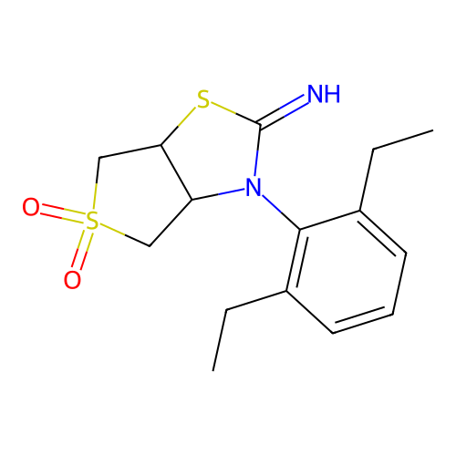 3-(2,6-diethylphenyl)tetrahydrothieno[3,4-d][1,3]thiazol-2(3H)-imine 5,5-dioxide structure