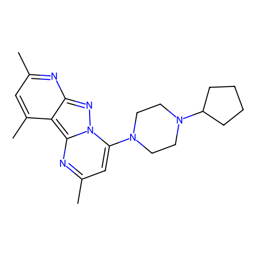 4-(4-cyclopentylpiperazin-1-yl)-2,8,10-trimethylpyrido[2',3':3,4]pyrazolo[1,5-a]pyrimidine structure