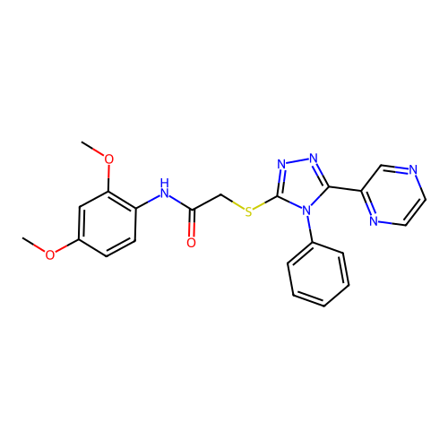 N-(2,4-dimethoxyphenyl)-2-[(4-phenyl-5-pyrazin-2-yl-1,2,4-triazol-3-yl)sulfanyl]acetamide structure