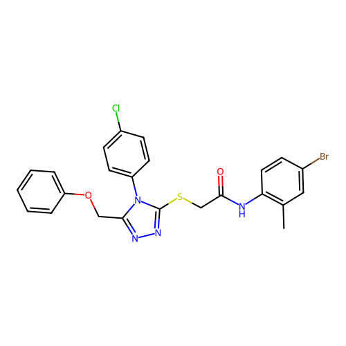 N-(4-bromo-2-methylphenyl)-2-{[4-(4-chlorophenyl)-5-(phenoxymethyl)-4H-1,2,4-triazol-3-yl]sulfanyl}acetamide structure