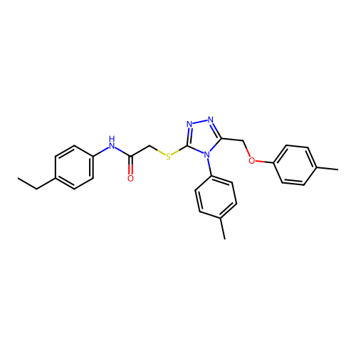 N-(4-ethylphenyl)-2-((4-(p-tolyl)-5-((p-tolyloxy)methyl)-4H-1,2,4-triazol-3-yl)thio)acetamide structure