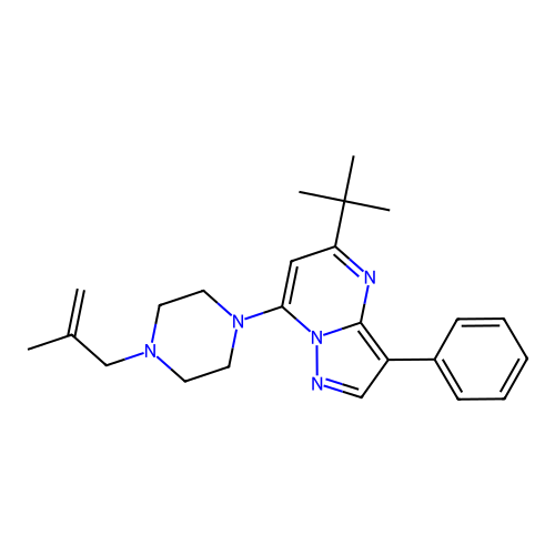 5-(tert-butyl)-7-(4-(2-methylallyl)piperazin-1-yl)-3-phenylpyrazolo[1,5-a]pyrimidine structure