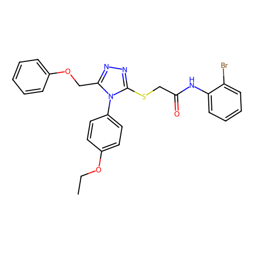 N-(2-bromophenyl)-2-[[4-(4-ethoxyphenyl)-5-(phenoxymethyl)-1,2,4-triazol-3-yl]sulfanyl]acetamide structure