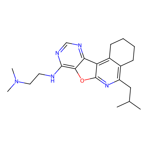 N,N-dimethyl-N'-[5-(2-methylpropyl)-1,2,3,4-tetrahydropyrimido[4',5':4,5]furo[2,3-c]isoquinolin-8-yl]ethane-1,2-diamine structure