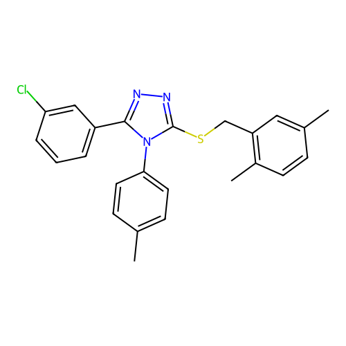 3-(3-chlorophenyl)-5-((2,5-dimethylbenzyl)thio)-4-(p-tolyl)-4H-1,2,4-triazole structure