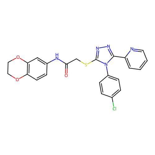 2-{[4-(4-chlorophenyl)-5-(pyridin-2-yl)-4H-1,2,4-triazol-3-yl]sulfanyl}-N-(2,3-dihydro-1,4-benzodioxin-6-yl)acetamide structure