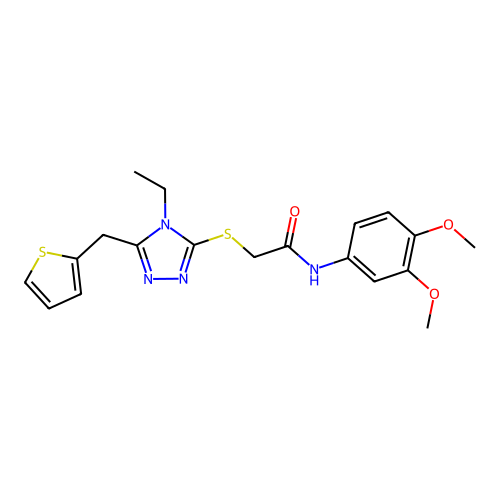 N-(3,4-dimethoxyphenyl)-2-{[4-ethyl-5-(thiophen-2-ylmethyl)-4H-1,2,4-triazol-3-yl]sulfanyl}acetamide structure