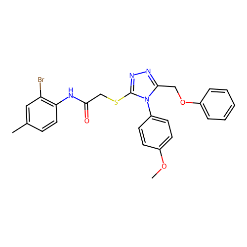 N-(2-bromo-4-methylphenyl)-2-{[4-(4-methoxyphenyl)-5-(phenoxymethyl)-4H-1,2,4-triazol-3-yl]sulfanyl}acetamide structure