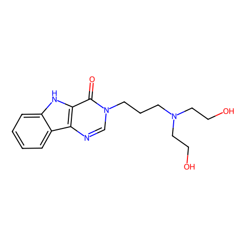 3-{3-[bis(2-hydroxyethyl)amino]propyl}-3,5-dihydro-4H-pyrimido[5,4-b]indol-4-one structure