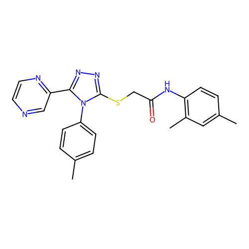 N-(2,4-dimethylphenyl)-2-[[4-(4-methylphenyl)-5-pyrazin-2-yl-1,2,4-triazol-3-yl]sulfanyl]acetamide structure