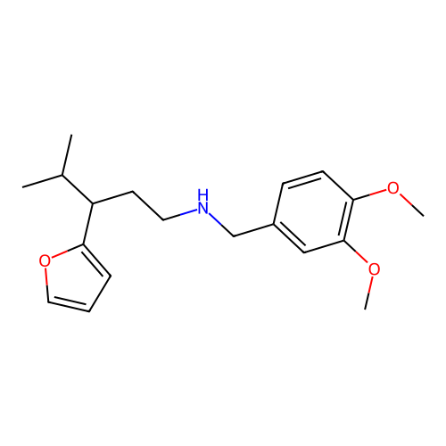 N-(3,4-dimethoxybenzyl)-3-(furan-2-yl)-4-methylpentan-1-amine structure