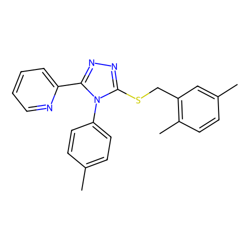 2-[5-[(2,5-dimethylphenyl)methylsulfanyl]-4-(4-methylphenyl)-1,2,4-triazol-3-yl]pyridine structure