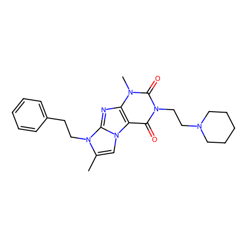1,7-dimethyl-8-phenethyl-3-(2-(piperidin-1-yl)ethyl)-1H-imidazo[2,1-f]purine-2,4(3H,8H)-dione structure