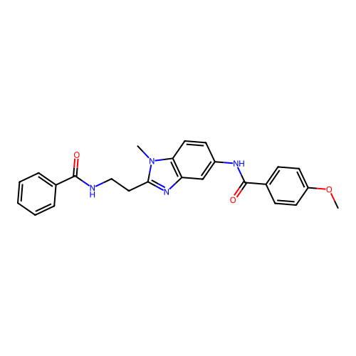 N-[2-(2-benzamidoethyl)-1-methyl-benzoimidazol-5-yl]-4-methoxy-benzamide structure