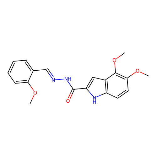 4,5-dimethoxy-N-[(E)-(2-methoxyphenyl)methylideneamino]-1H-indole-2-carboxamide structure