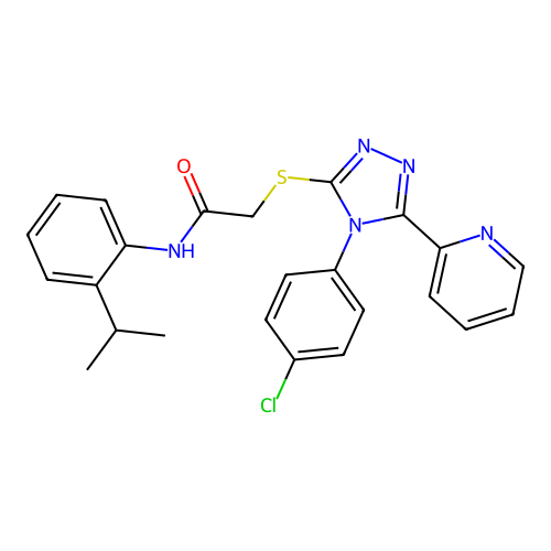 2-{[4-(4-chlorophenyl)-5-(pyridin-2-yl)-4H-1,2,4-triazol-3-yl]sulfanyl}-N-[2-(propan-2-yl)phenyl]acetamide structure