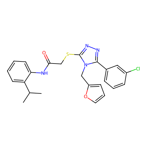 2-{[5-(3-chlorophenyl)-4-(furan-2-ylmethyl)-4H-1,2,4-triazol-3-yl]sulfanyl}-N-[2-(propan-2-yl)phenyl]acetamide structure