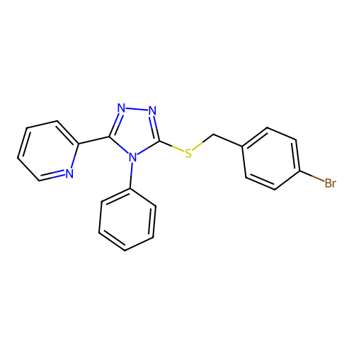 3-[(4-Bromophenyl)methylthio]-4-phenyl-5-(2-pyridyl)-1,2,4-triazole structure