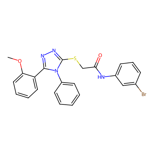 N-(3-bromophenyl)-2-[[5-(2-methoxyphenyl)-4-phenyl-1,2,4-triazol-3-yl]sulfanyl]acetamide structure
