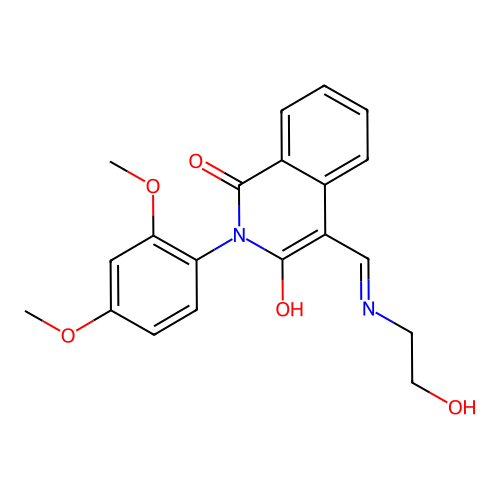 2-(2,4-dimethoxyphenyl)-4-[(2-hydroxyethylamino)methylidene]isoquinoline-1,3-dione structure