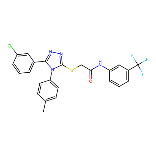 2-{[5-(3-chlorophenyl)-4-(4-methylphenyl)-4H-1,2,4-triazol-3-yl]sulfanyl}-N-[3-(trifluoromethyl)phenyl]acetamide structure