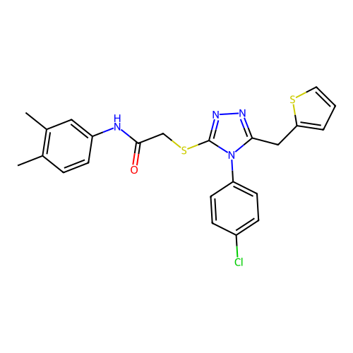 2-{[4-(4-chlorophenyl)-5-(thiophen-2-ylmethyl)-4H-1,2,4-triazol-3-yl]sulfanyl}-N-(3,4-dimethylphenyl)acetamide structure