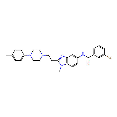 3-bromo-N-(1-methyl-2-(2-(4-(p-tolyl)piperazin-1-yl)ethyl)-1H-benzo[d]imidazol-5-yl)benzamide structure