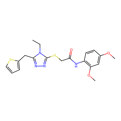 N-(2,4-dimethoxyphenyl)-2-{[4-ethyl-5-(thiophen-2-ylmethyl)-4H-1,2,4-triazol-3-yl]sulfanyl}acetamide structure