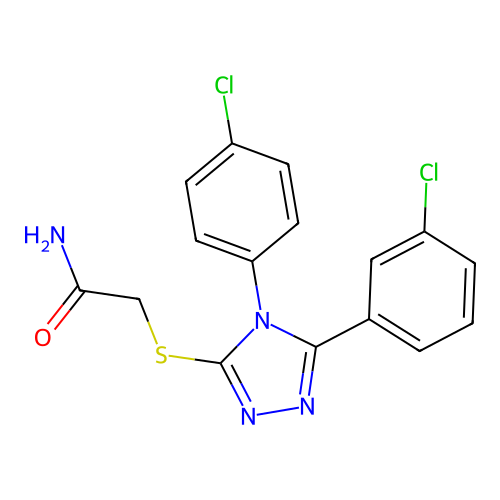 2-[[5-(3-chlorophenyl)-4-(4-chlorophenyl)-1,2,4-triazol-3-yl]sulfanyl]acetamide structure