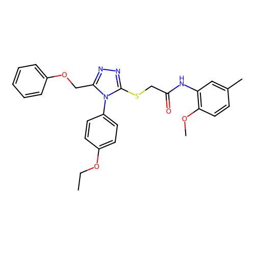 2-{[4-(4-ethoxyphenyl)-5-(phenoxymethyl)-4H-1,2,4-triazol-3-yl]sulfanyl}-N-(2-methoxy-5-methylphenyl)acetamide structure