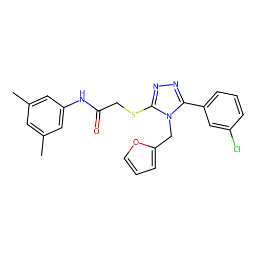 2-{[5-(3-chlorophenyl)-4-(furan-2-ylmethyl)-4H-1,2,4-triazol-3-yl]sulfanyl}-N-(3,5-dimethylphenyl)acetamide structure