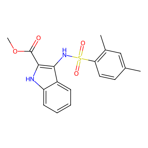 methyl 3-{[(2,4-dimethylphenyl)sulfonyl]amino}-1H-indole-2-carboxylate structure