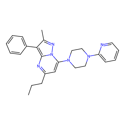 1-{2-METHYL-3-PHENYL-5-PROPYLPYRAZOLO[1,5-A]PYRIMIDIN-7-YL}-4-(PYRIDIN-2-YL)PIPERAZINE structure