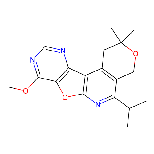 5-isopropyl-8-methoxy-2,2-dimethyl-2,4-dihydro-1H-pyrano[4'',3'':4',5']pyrido[3',2':4,5]furo[3,2-d]pyrimidine structure