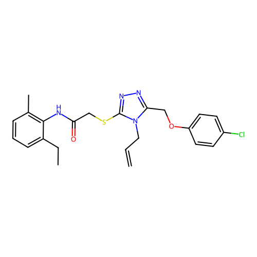 2-((4-allyl-5-((4-chlorophenoxy)methyl)-4H-1,2,4-triazol-3-yl)thio)-N-(2-ethyl-6-methylphenyl)acetamide structure