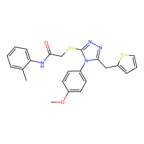 2-{[4-(4-methoxyphenyl)-5-(thiophen-2-ylmethyl)-4H-1,2,4-triazol-3-yl]sulfanyl}-N-(2-methylphenyl)acetamide structure