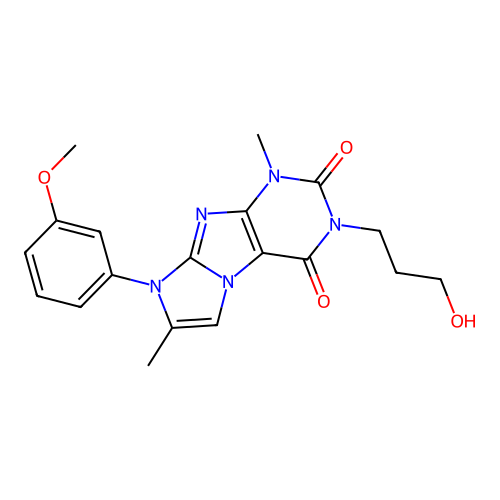 3-(3-hydroxypropyl)-8-(3-methoxyphenyl)-1,7-dimethyl-1H-imidazo[2,1-f]purine-2,4(3H,8H)-dione structure