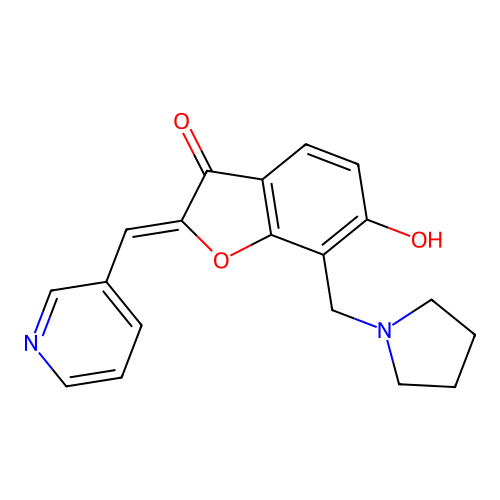(Z)-6-hydroxy-2-(pyridin-3-ylmethylene)-7-(pyrrolidin-1-ylmethyl)benzofuran-3(2H)-one structure
