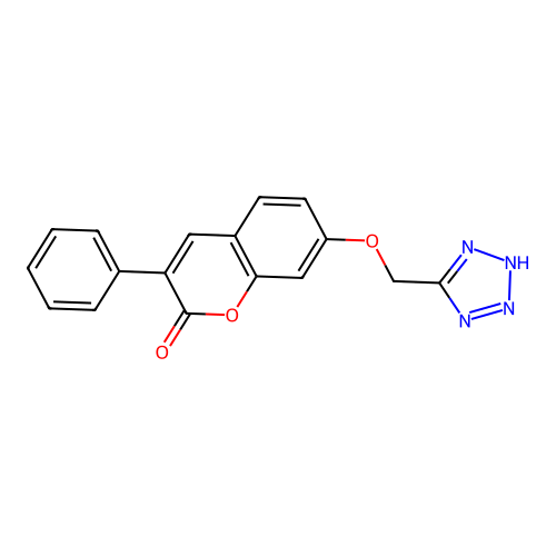 3-phenyl-7-(1H-tetrazol-5-ylmethoxy)-2H-chromen-2-one structure