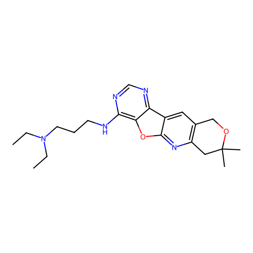 N'-(8,8-dimethyl-7,10-dihydro-8H-pyrano[3'',4'':5',6']pyrido[3',2':4,5]furo[3,2-d]pyrimidin-4-yl)-N,N-diethylpropane-1,3-diamine structure