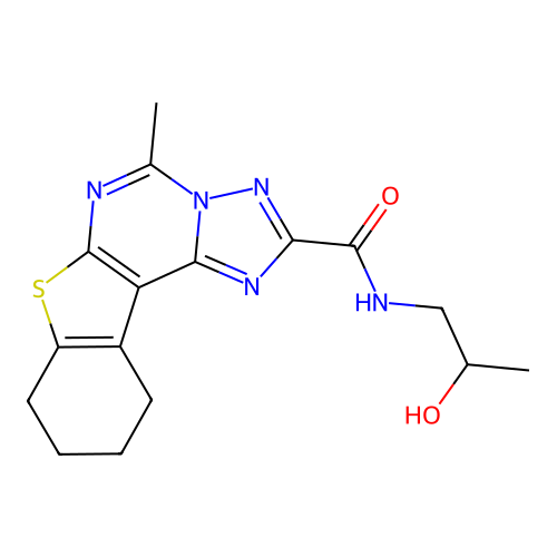 N-(2-hydroxypropyl)-5-methyl-8,9,10,11-tetrahydro[1]benzothieno[3,2-e][1,2,4]triazolo[1,5-c]pyrimidine-2-carboxamide structure