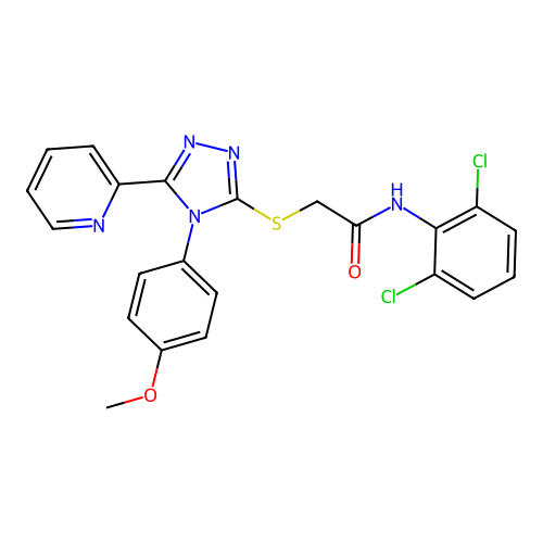 N-(2,6-dichlorophenyl)-2-{[4-(4-methoxyphenyl)-5-(pyridin-2-yl)-4H-1,2,4-triazol-3-yl]sulfanyl}acetamide structure