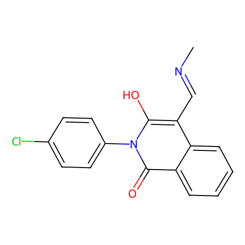 (E)-2-(4-chlorophenyl)-4-((methylamino)methylene)isoquinoline-1,3(2H,4H)-dione structure